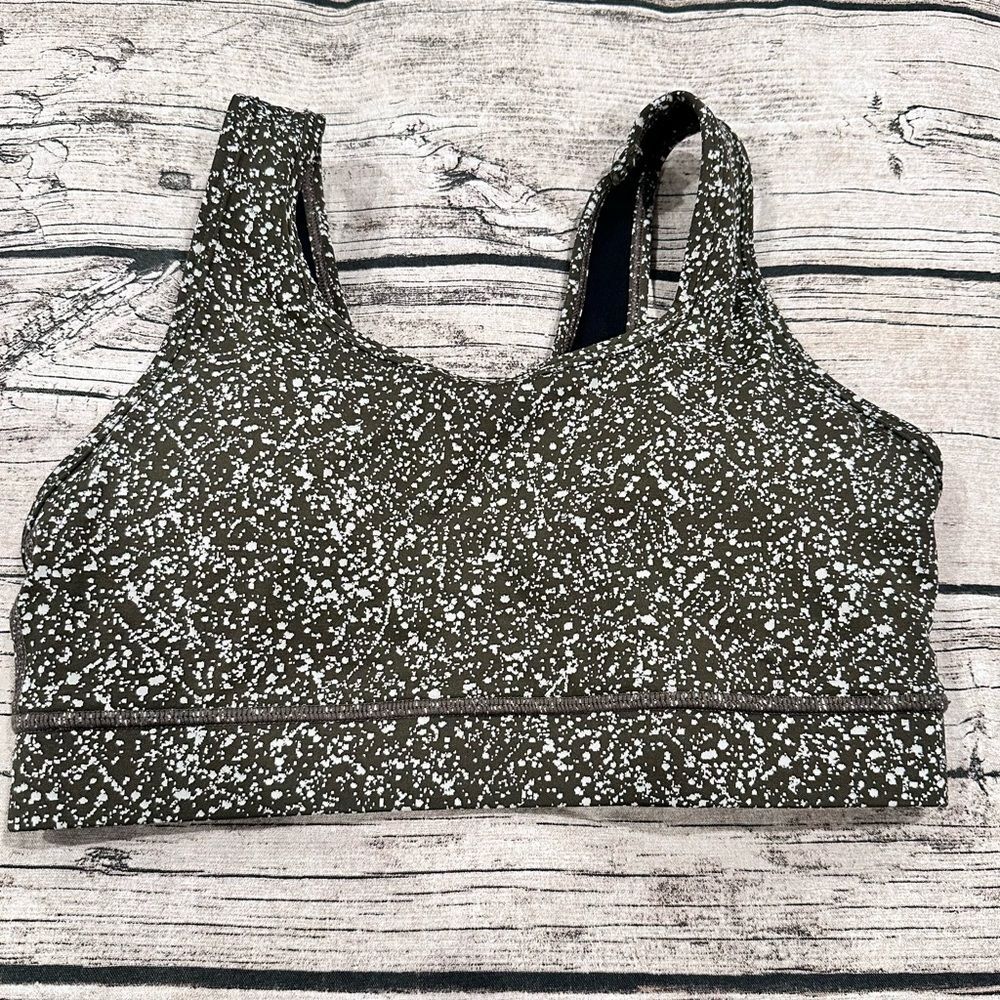 ZYIA Speckled Sports Bra - Olive and White size Small